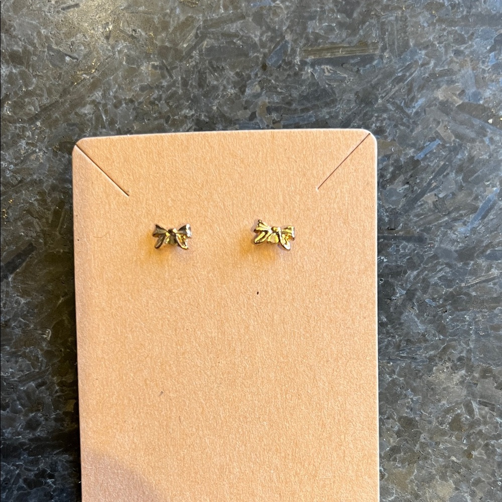 Gold Bow Stud Earrings
